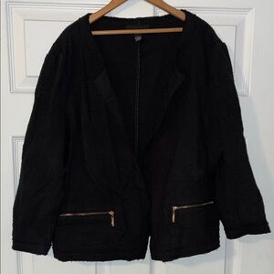 Alfani Black Textured Jacket Size L Open Front
